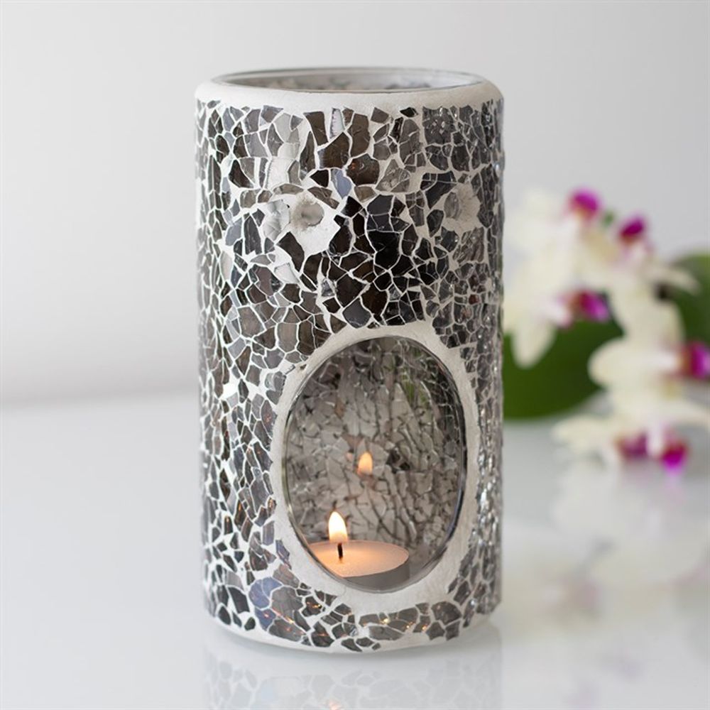 Pillar Gunmetal Grey Crackle Oil Burner - ScentiMelti  Pillar Gunmetal Grey Crackle Oil Burner