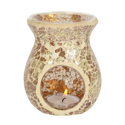 Small Gold Crackle Glass Oil Burner - ScentiMelti  Small Gold Crackle Glass Oil Burner