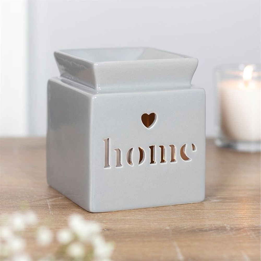 Grey Home Cut Out Oil Burner - ScentiMelti  Grey Home Cut Out Oil Burner