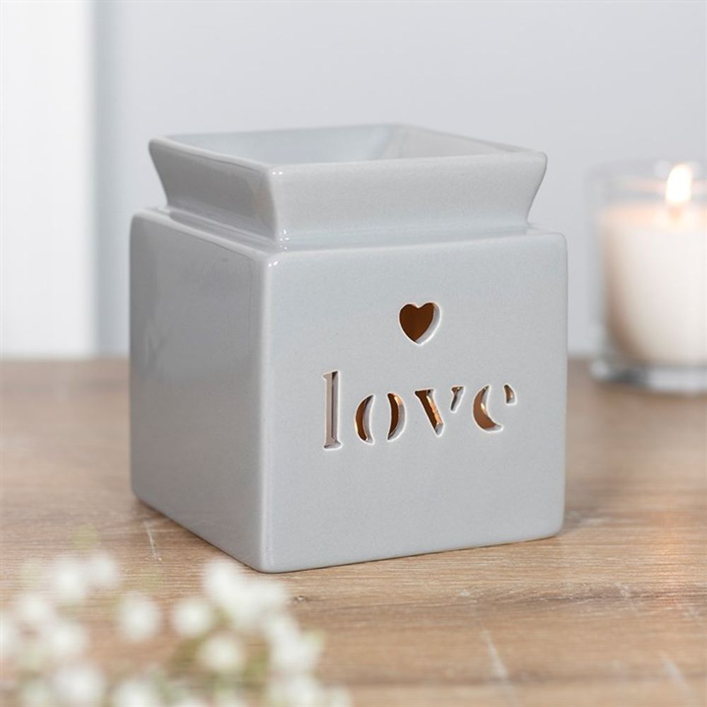 Grey Love Cut Out Oil Burner - ScentiMelti  Grey Love Cut Out Oil Burner