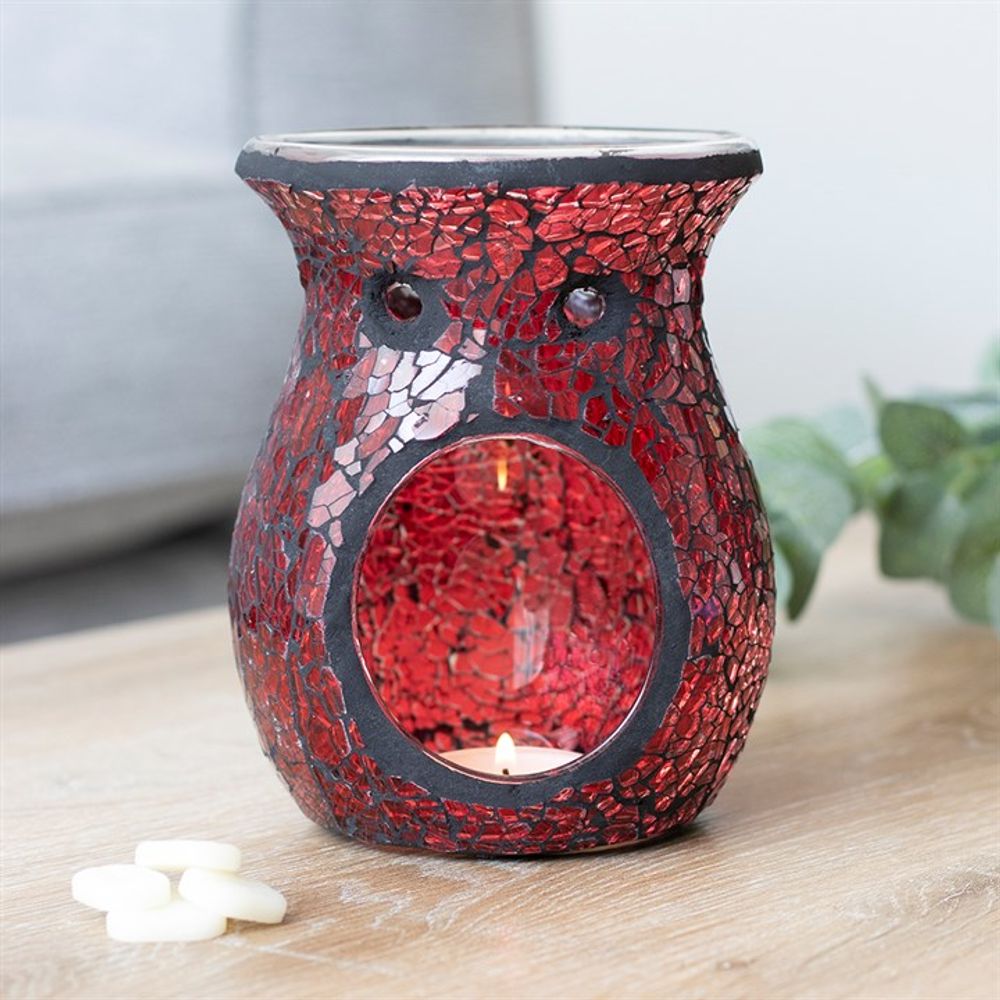 Large Red Crackle Glass Oil Burner - ScentiMelti  Large Red Crackle Glass Oil Burner