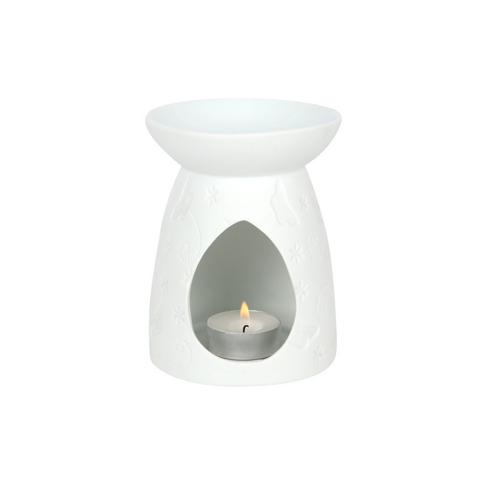 White Ceramic Butterfly Oil Burner - ScentiMelti  White Ceramic Butterfly Oil Burner