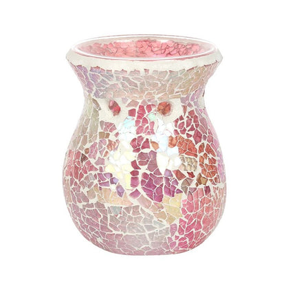 Small Pink Iridescent Crackle Oil Burner - ScentiMelti  Small Pink Iridescent Crackle Oil Burner