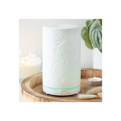 White Ceramic Dragonfly Electric Aroma Diffuser - ScentiMelti  White Ceramic Dragonfly Electric Aroma Diffuser