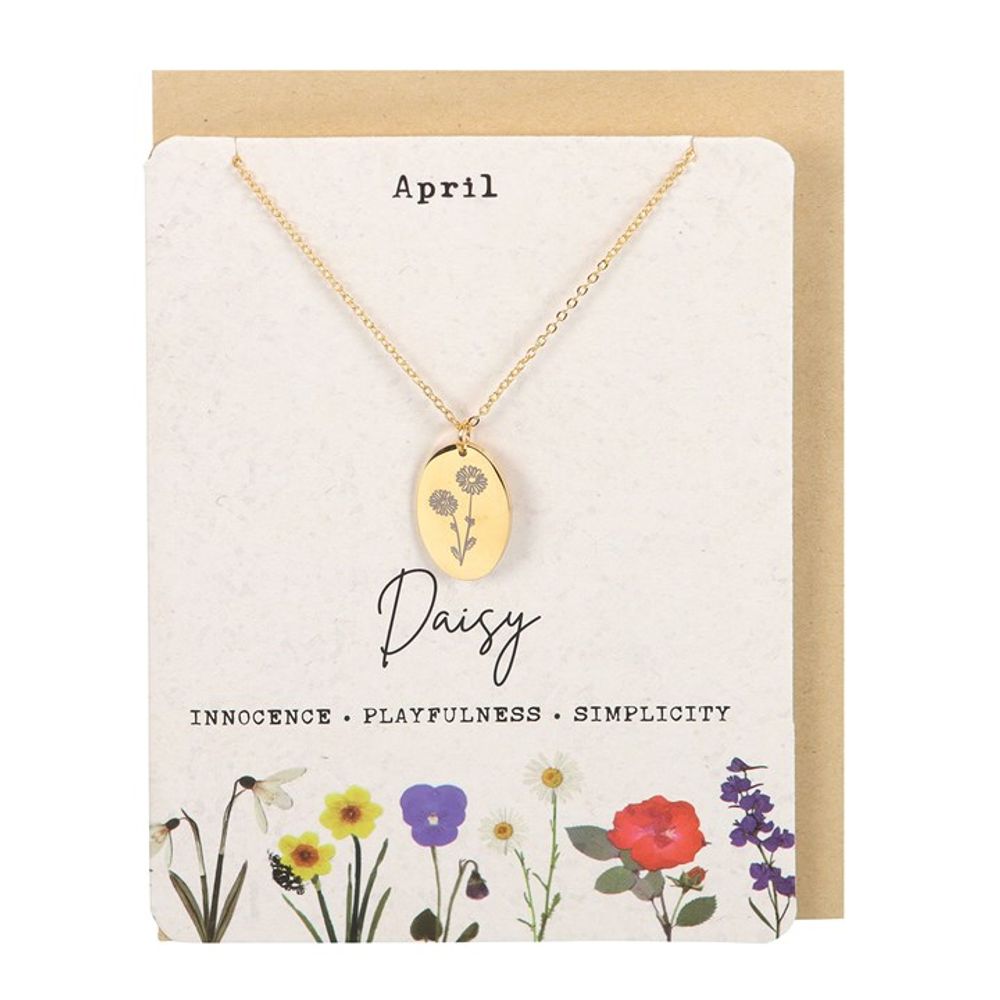 April Daisy Birth Flower Necklace Card - ScentiMelti Wax Melts