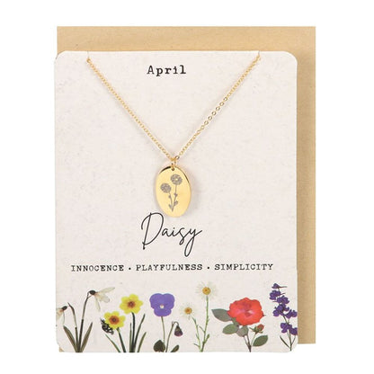 April Daisy Birth Flower Necklace Card - ScentiMelti  April Daisy Birth Flower Necklace Card