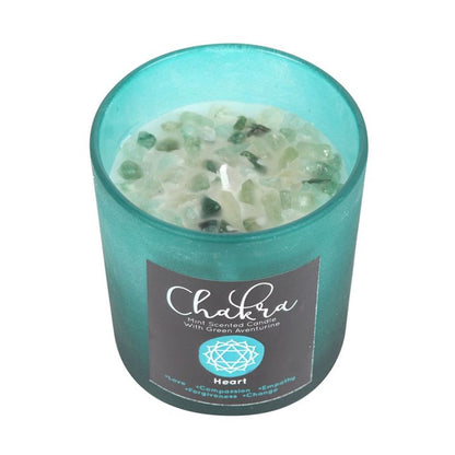 Heart Chakra Mint Crystal Chip Candle - ScentiMelti  Heart Chakra Mint Crystal Chip Candle