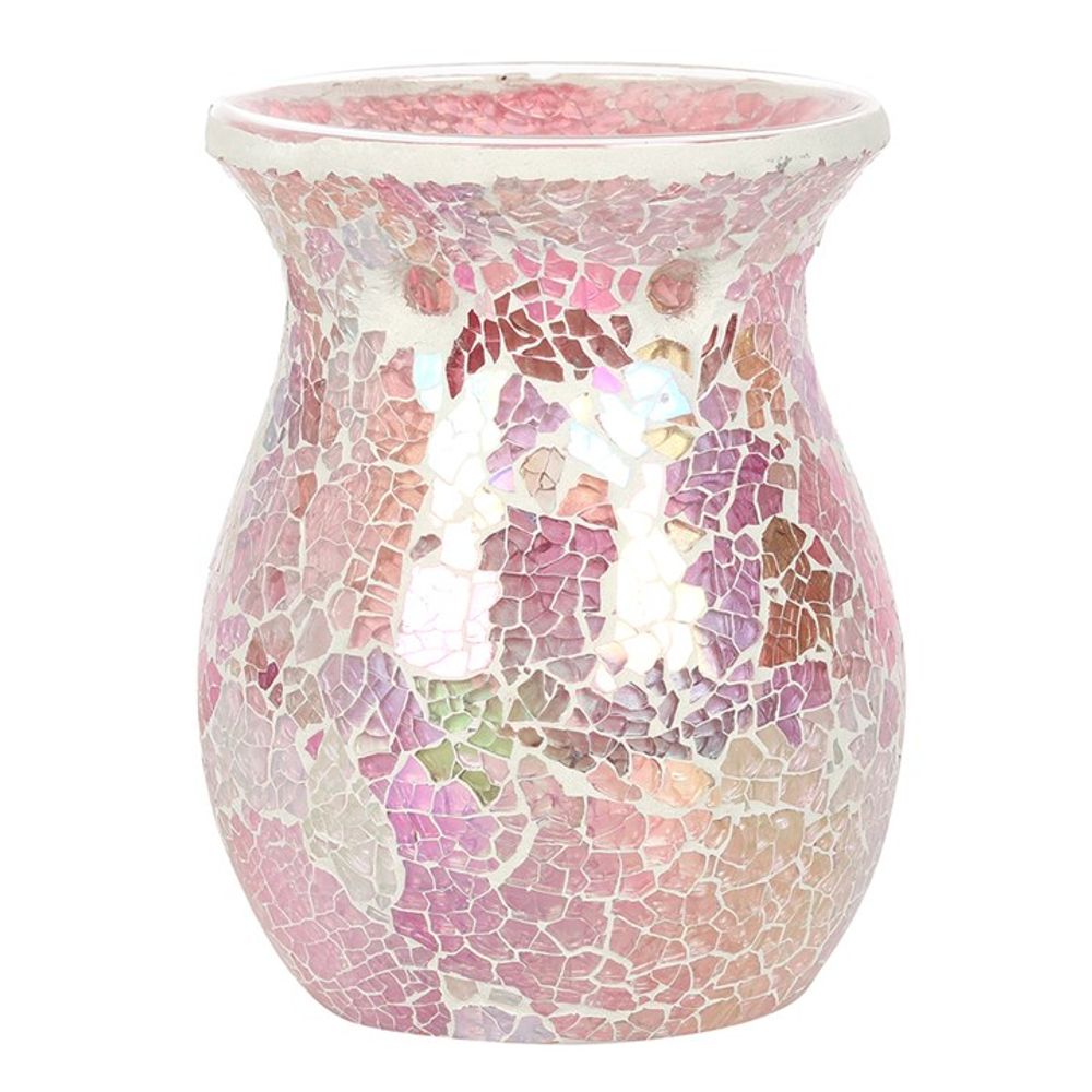 Large Pink Iridescent Crackle Oil Burner - ScentiMelti  Large Pink Iridescent Crackle Oil Burner