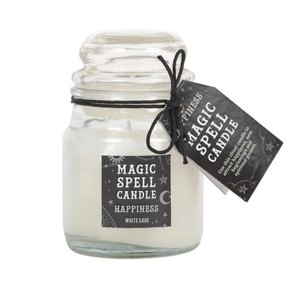 White Sage 'Happiness' Spell Candle Jar - ScentiMelti  White Sage 'Happiness' Spell Candle Jar