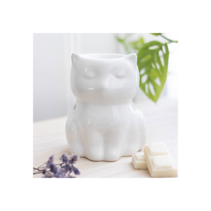 Shiny White Cat Oil Burner - ScentiMelti  Shiny White Cat Oil Burner