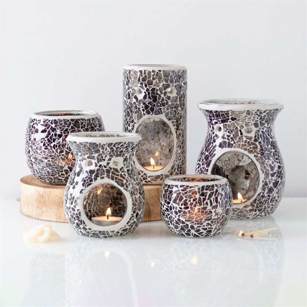 Pillar Gunmetal Grey Crackle Oil Burner - ScentiMelti  Pillar Gunmetal Grey Crackle Oil Burner