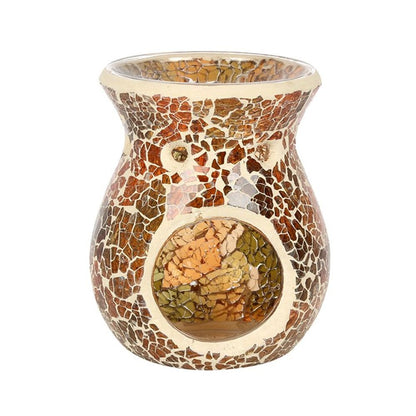 Small Brown Crackle Oil Burner - ScentiMelti  Small Brown Crackle Oil Burner