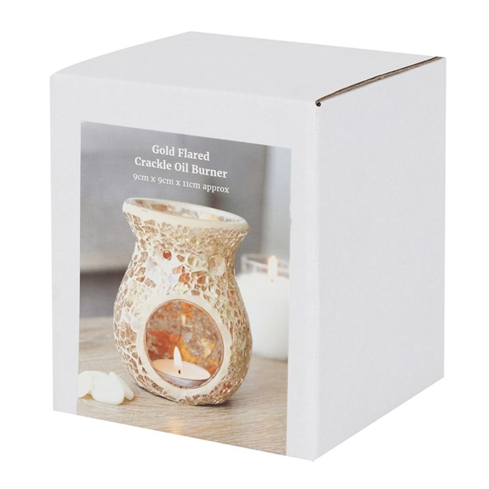 Small Gold Crackle Glass Oil Burner - ScentiMelti  Small Gold Crackle Glass Oil Burner