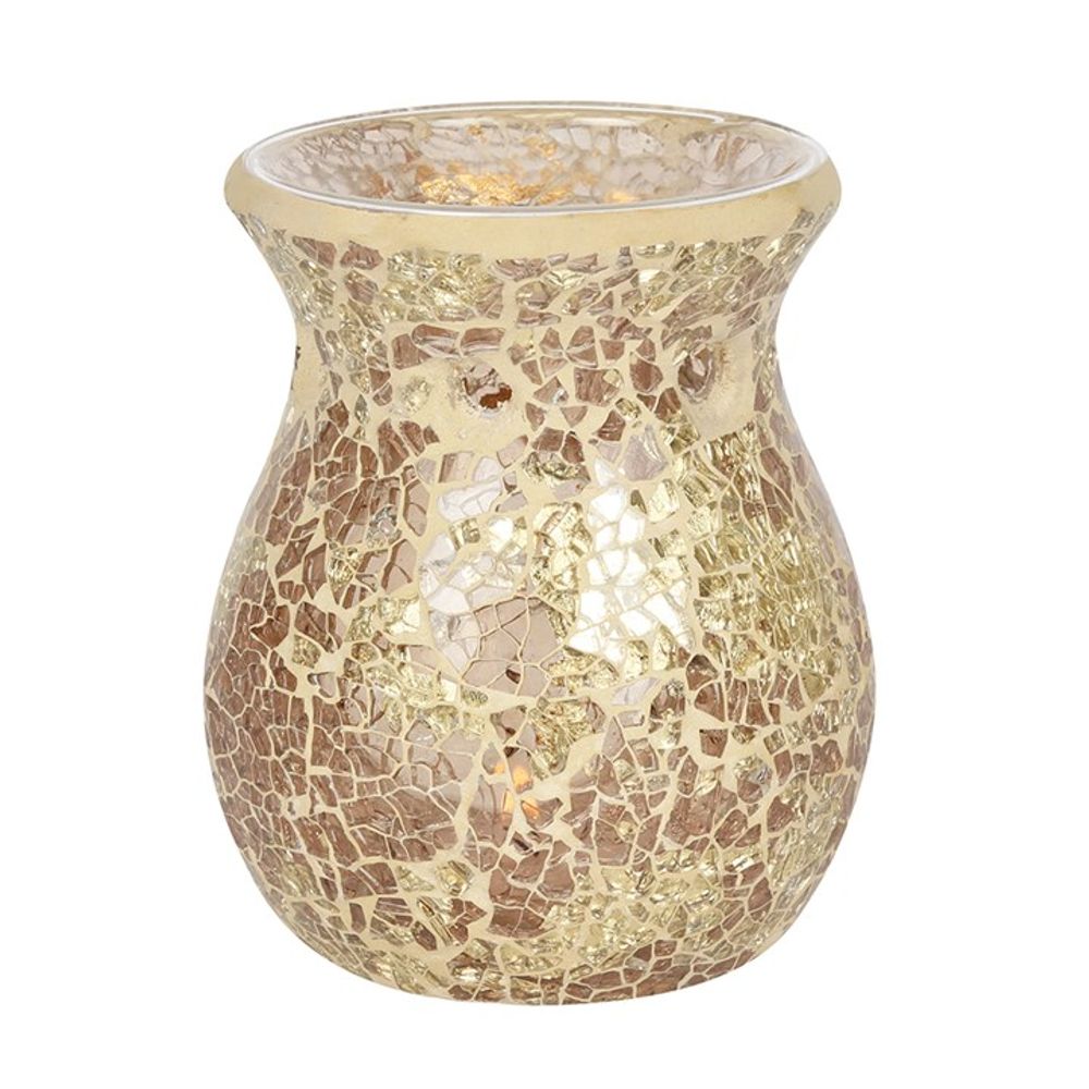 Small Gold Crackle Glass Oil Burner - ScentiMelti  Small Gold Crackle Glass Oil Burner