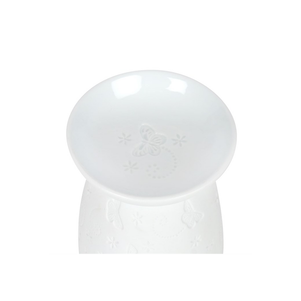 White Ceramic Butterfly Oil Burner - ScentiMelti  White Ceramic Butterfly Oil Burner