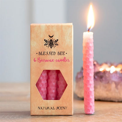 Set of 6 Pink Beeswax Spell Candles - ScentiMelti  Set of 6 Pink Beeswax Spell Candles