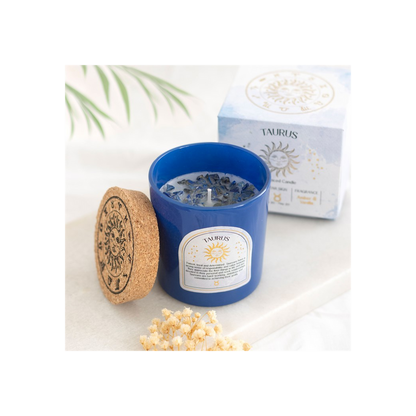 Taurus Amber & Vanilla Gemstone Zodiac Candle - ScentiMelti  Taurus Amber & Vanilla Gemstone Zodiac Candle