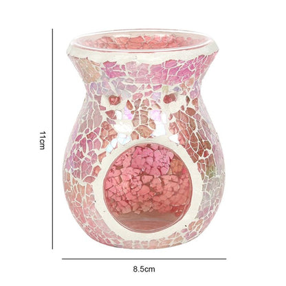 Small Pink Iridescent Crackle Oil Burner - ScentiMelti  Small Pink Iridescent Crackle Oil Burner