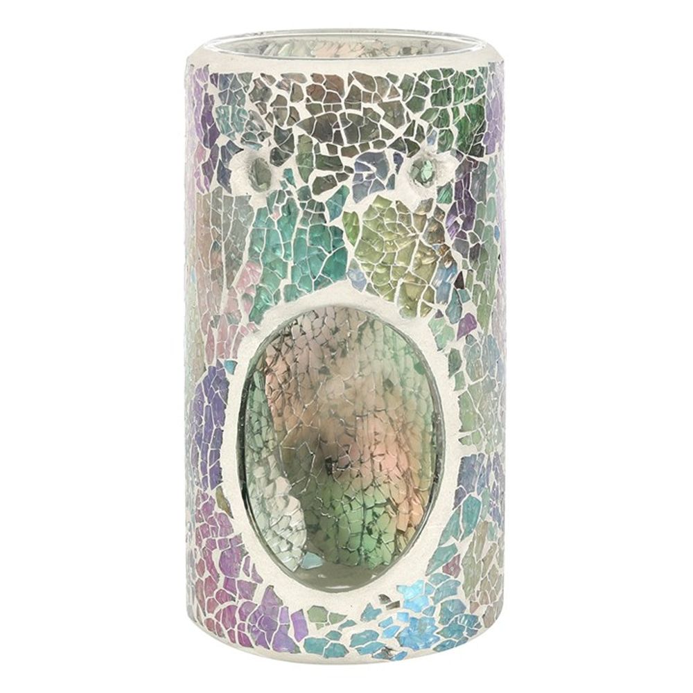 Pillar Light Blue Iridescent Crackle Oil Burner - ScentiMelti  Pillar Light Blue Iridescent Crackle Oil Burner