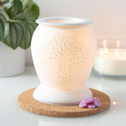 Tree of Life White Ceramic Electric Oil Burner - ScentiMelti  Tree of Life White Ceramic Electric Oil Burner