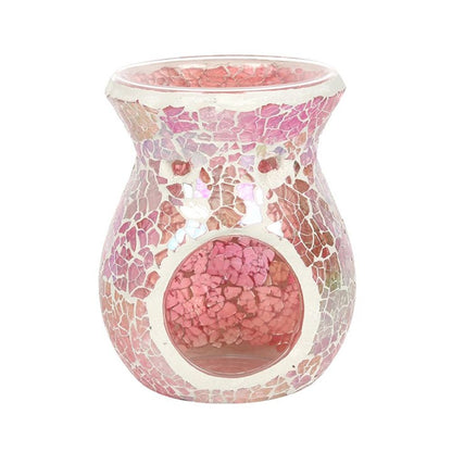 Small Pink Iridescent Crackle Oil Burner - ScentiMelti  Small Pink Iridescent Crackle Oil Burner