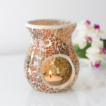 Small Brown Crackle Oil Burner - ScentiMelti  Small Brown Crackle Oil Burner