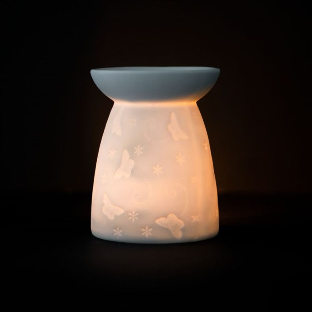 White Ceramic Butterfly Oil Burner - ScentiMelti  White Ceramic Butterfly Oil Burner