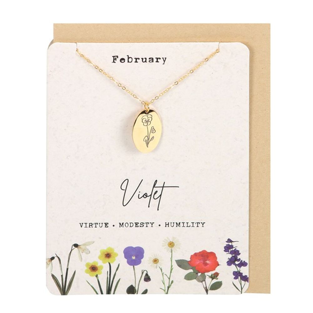 February Violet Birth Flower Necklace Card - ScentiMelti  February Violet Birth Flower Necklace Card