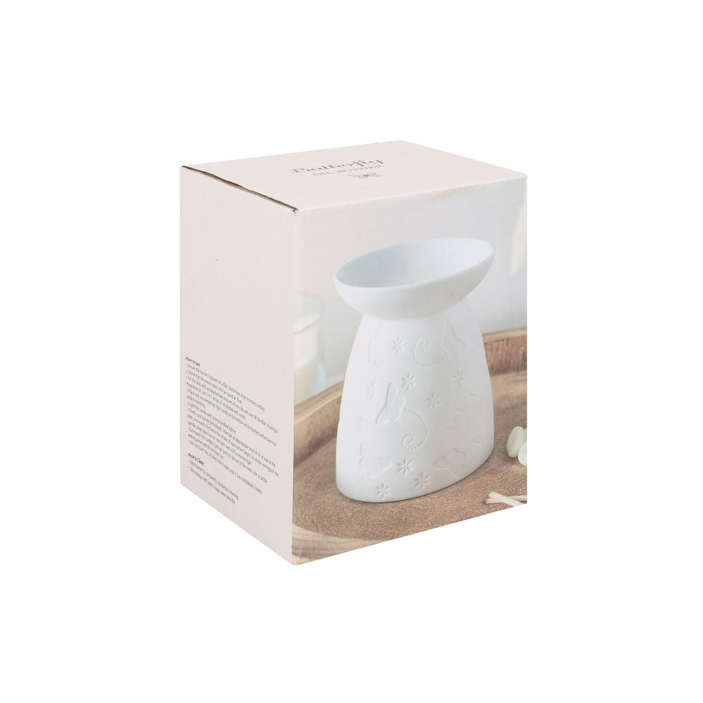 White Ceramic Butterfly Oil Burner - ScentiMelti  White Ceramic Butterfly Oil Burner